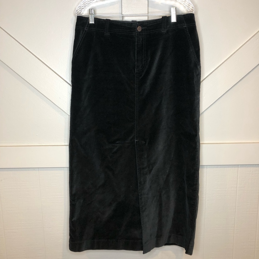 Eddie Bauer Black Velvet Long Maxi Skirt Size Women 10 Boho Goth Grunge Punk Emo